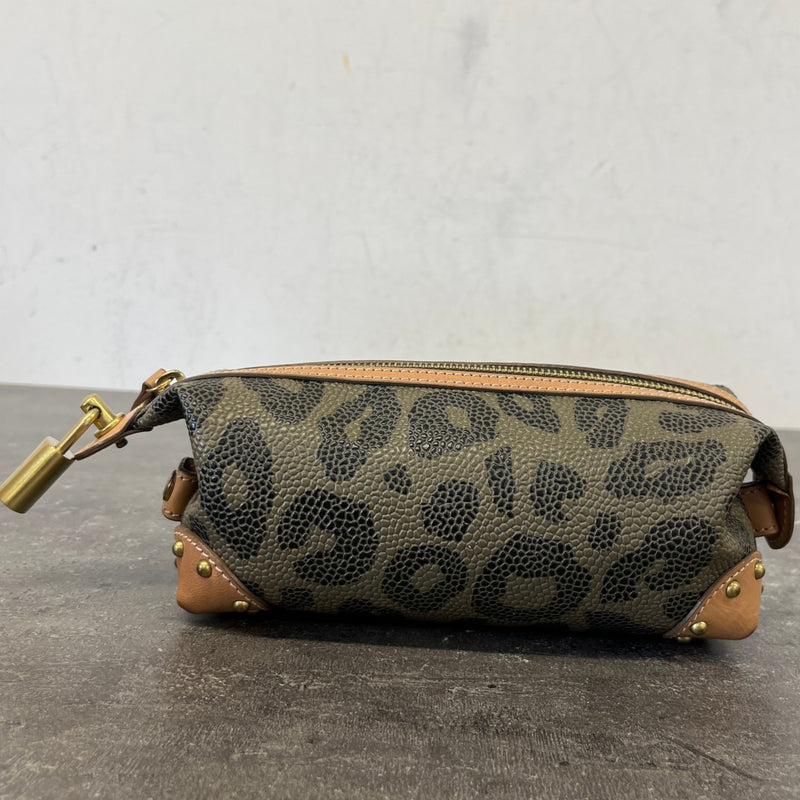 Women's Leopard Makeup/Pencil Case Pouch Brown