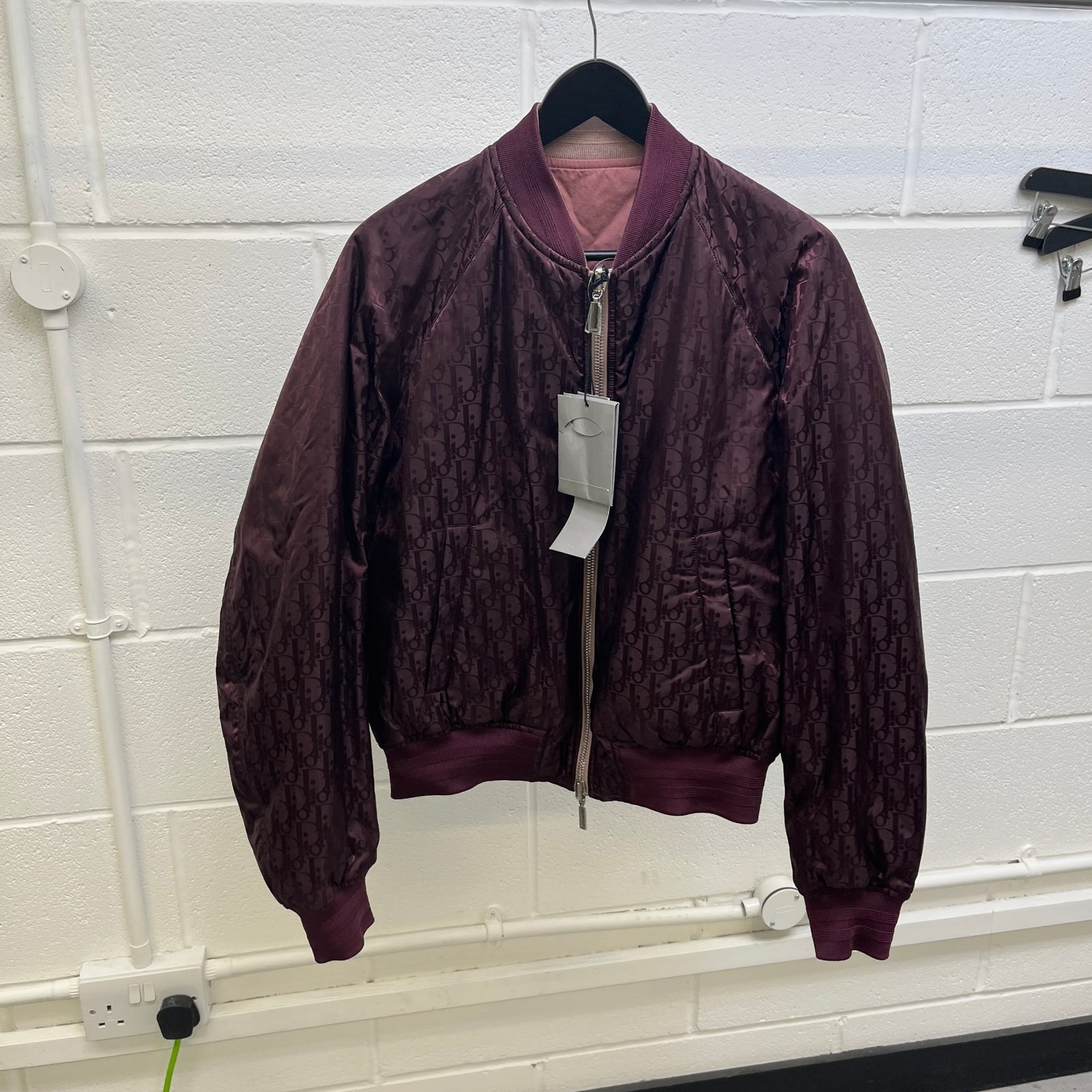Men's Oblique Reversible Bomber Jacket Burgundy Size L - Photo 11