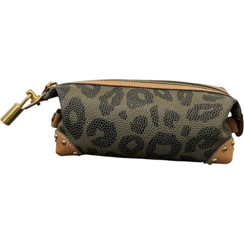 Women's Leopard Makeup/Pencil Case Pouch Brown