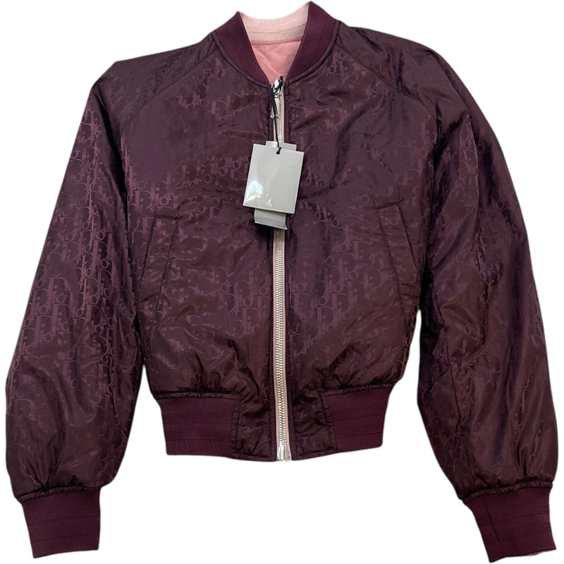 Men's Oblique Reversible Bomber Jacket Burgundy Size L