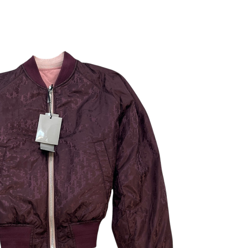 Men's Oblique Reversible Bomber Jacket Burgundy Size L