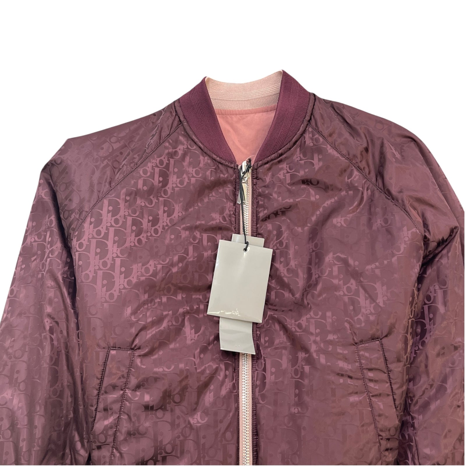 Men's Oblique Reversible Bomber Jacket Burgundy Size L - Photo 9