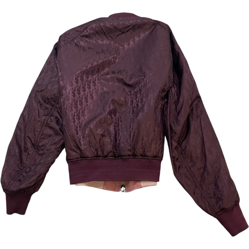 Men's Oblique Reversible Bomber Jacket Burgundy Size L