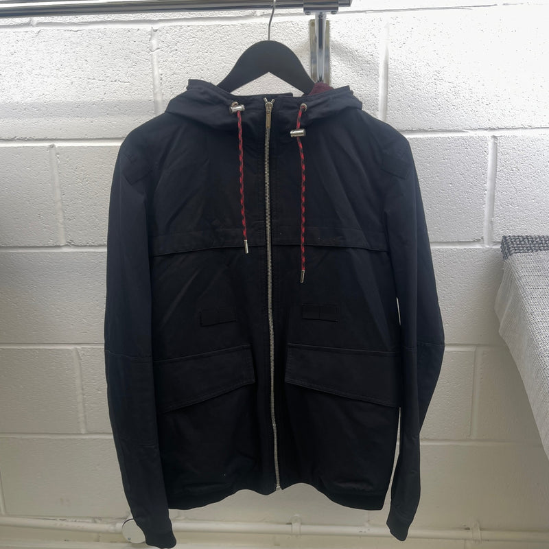 Men's Zipped Hooded Parka Jacket Black Size IT 48 / M