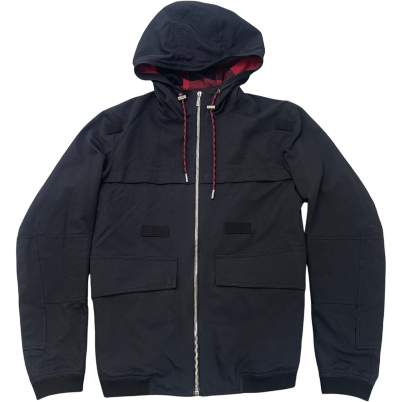 Men's Zipped Hooded Parka Jacket Black Size IT 48 / M