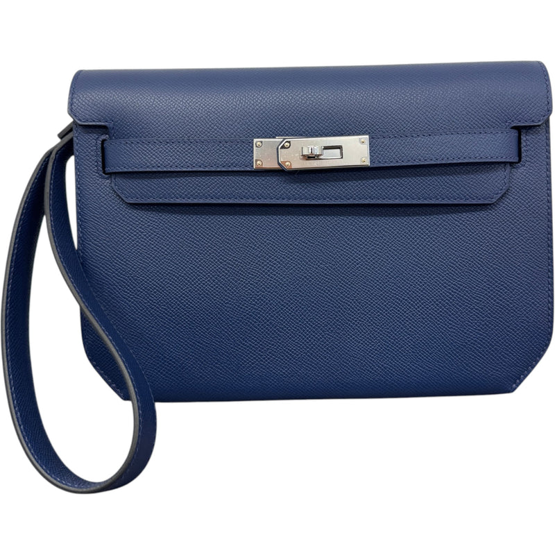 Men's Kelly Depeches 25 Bleu Nuit Epsom Palladium Pouch Navy
