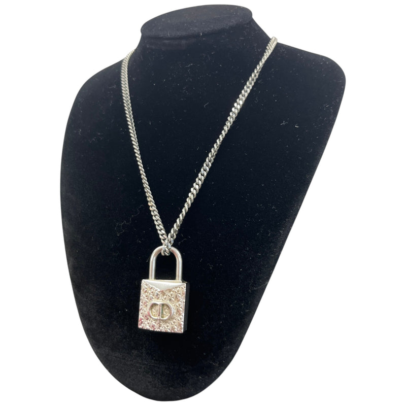 Men's Oblique Padlock Necklace Silver