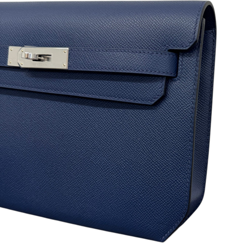 Men's Kelly Depeches 25 Bleu Nuit Epsom Palladium Pouch Navy