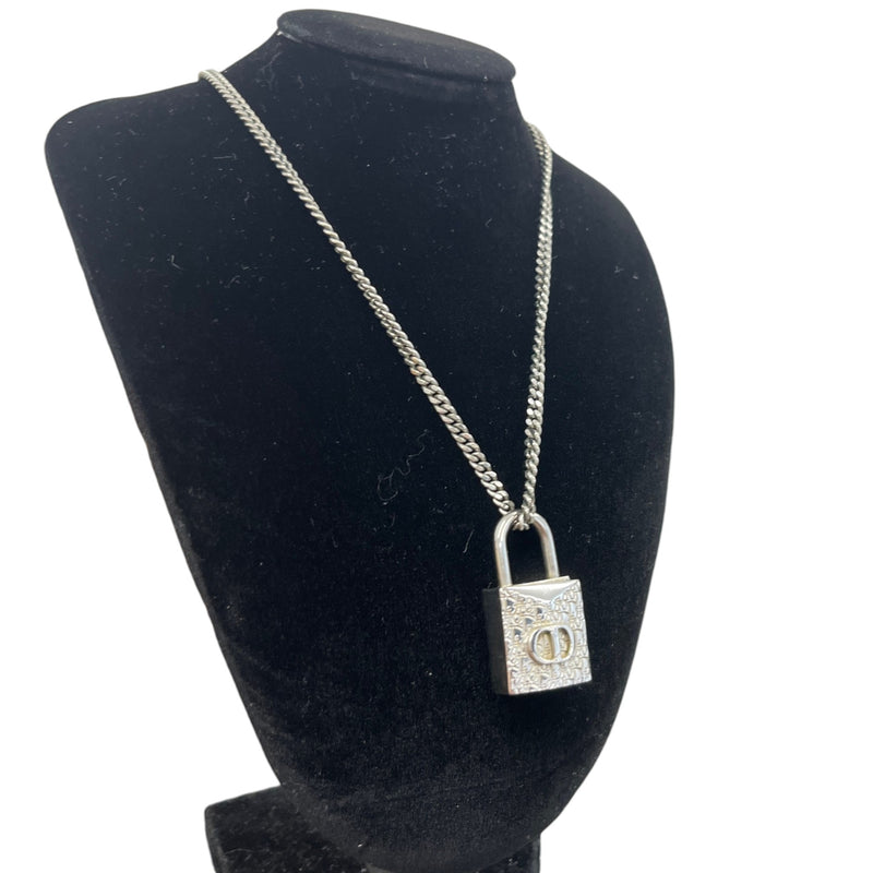 Men's Oblique Padlock Necklace Silver