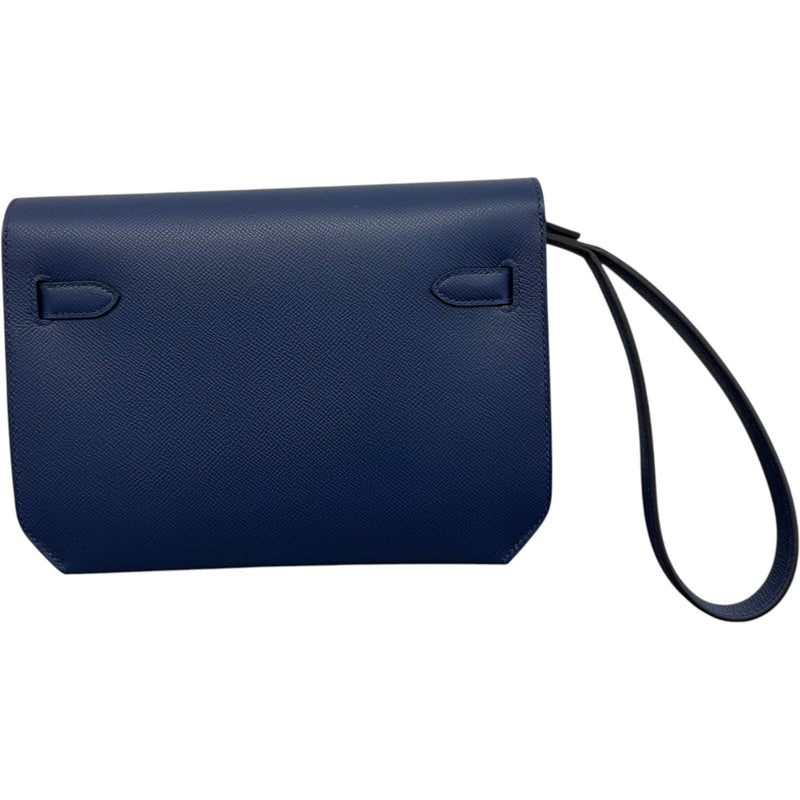 Men's Kelly Depeches 25 Bleu Nuit Epsom Palladium Pouch Navy