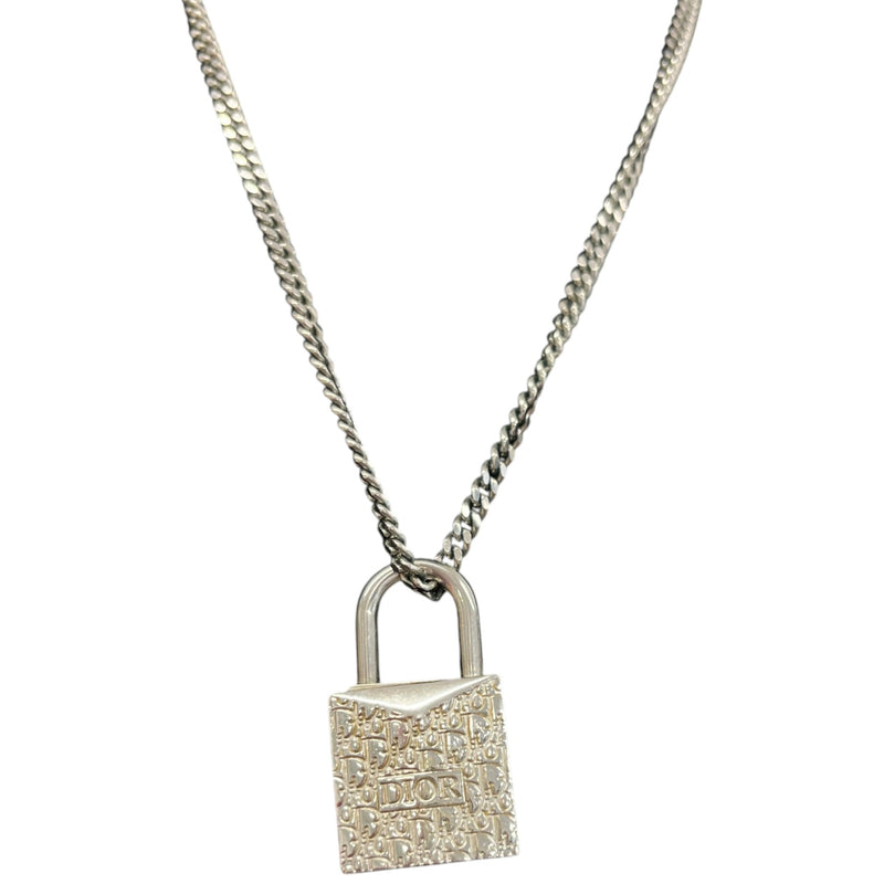 Men's Oblique Padlock Necklace Silver