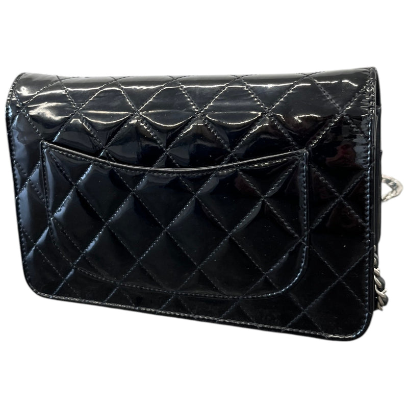 Women's Patent Wallet On Chain Woc Bag Black