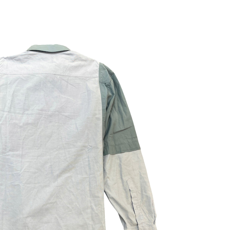 Men's Embroidered Logo Long Sleeve Shirt Blue Size L