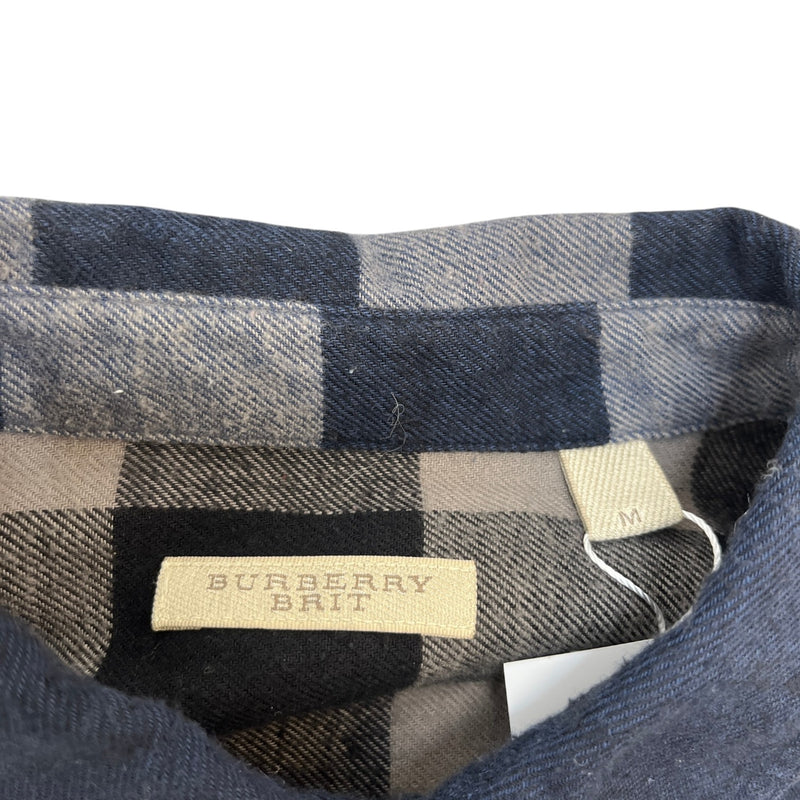 Men's Check Print Long Sleeve Shirt Navy Size M