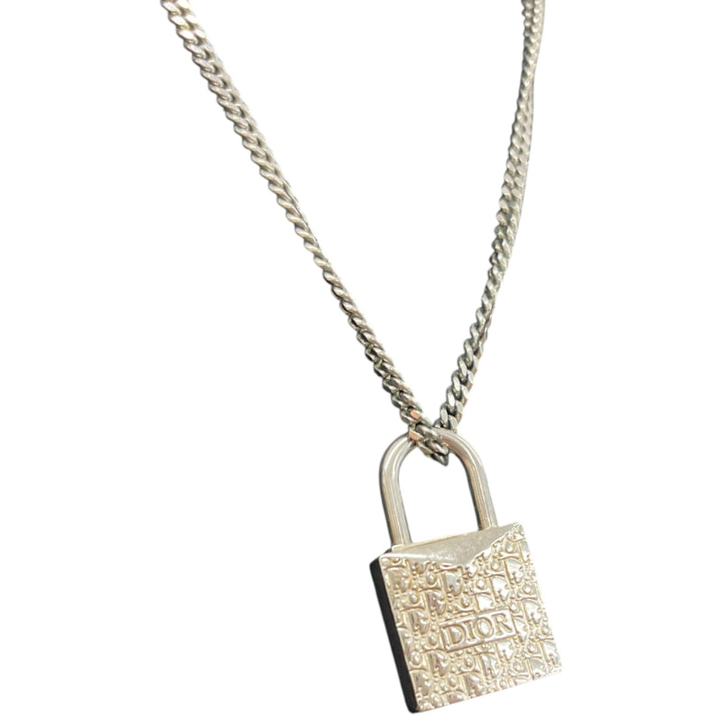 Men's Oblique Padlock Necklace Silver