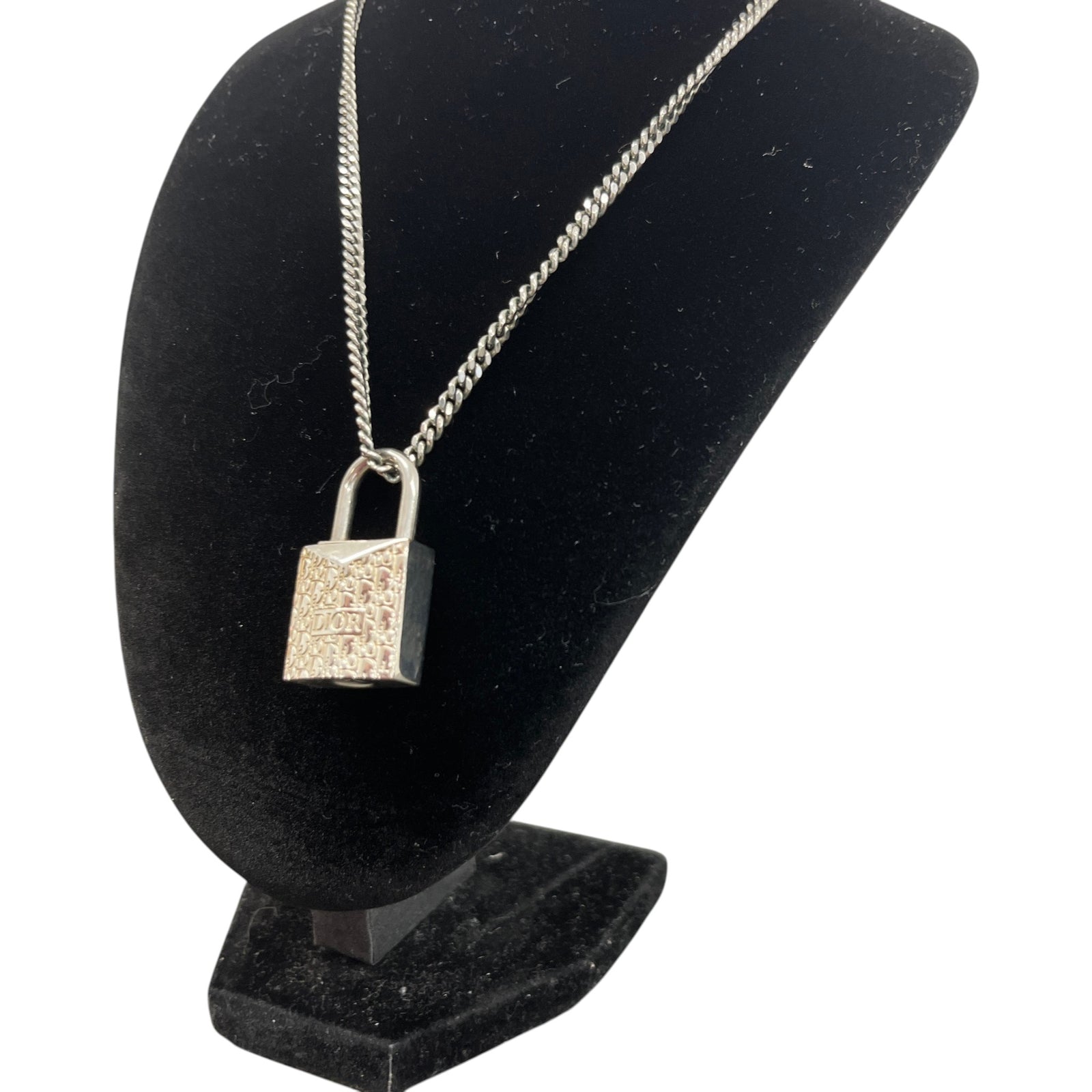 Men's Oblique Padlock Necklace Silver - Photo 5