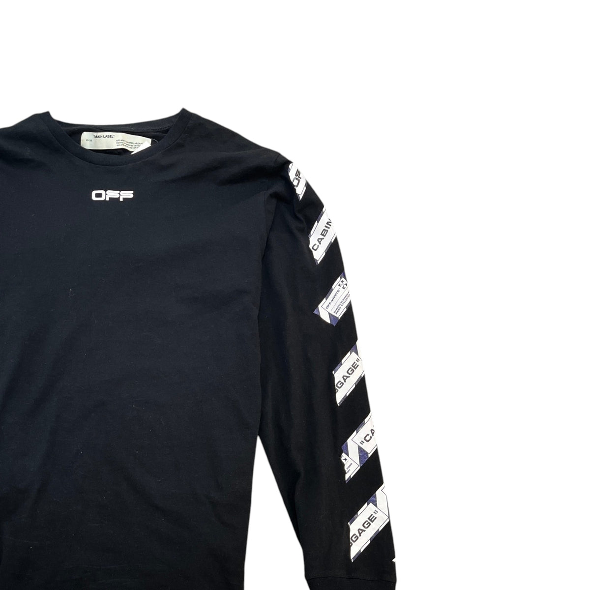 Men's Airport Tape Logo T-Shirt Black Size XL - Photo 3