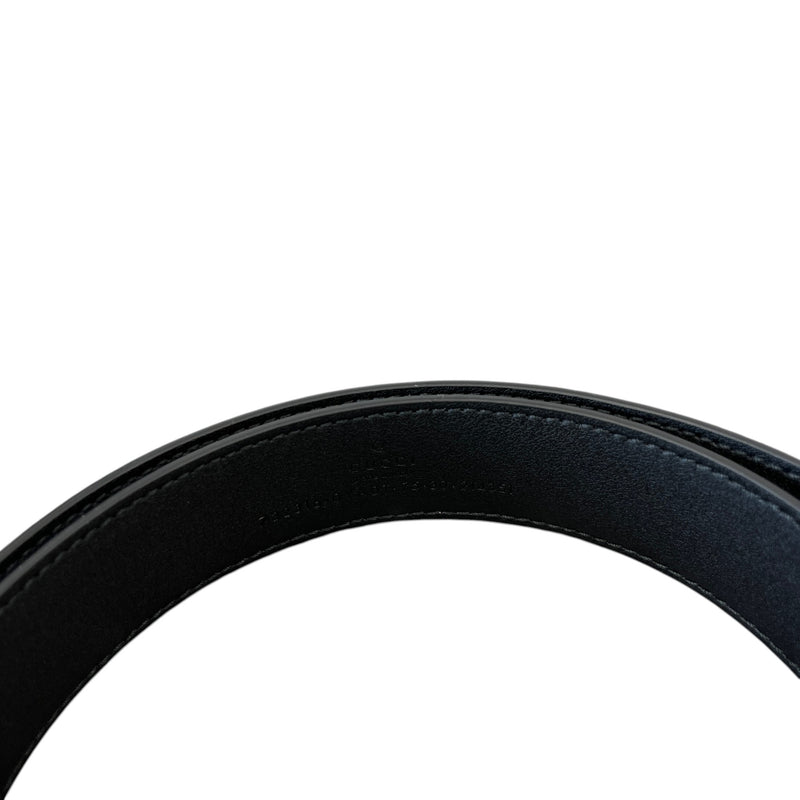 Gucci Women's Engraved Logo Square Buckle Belt Black