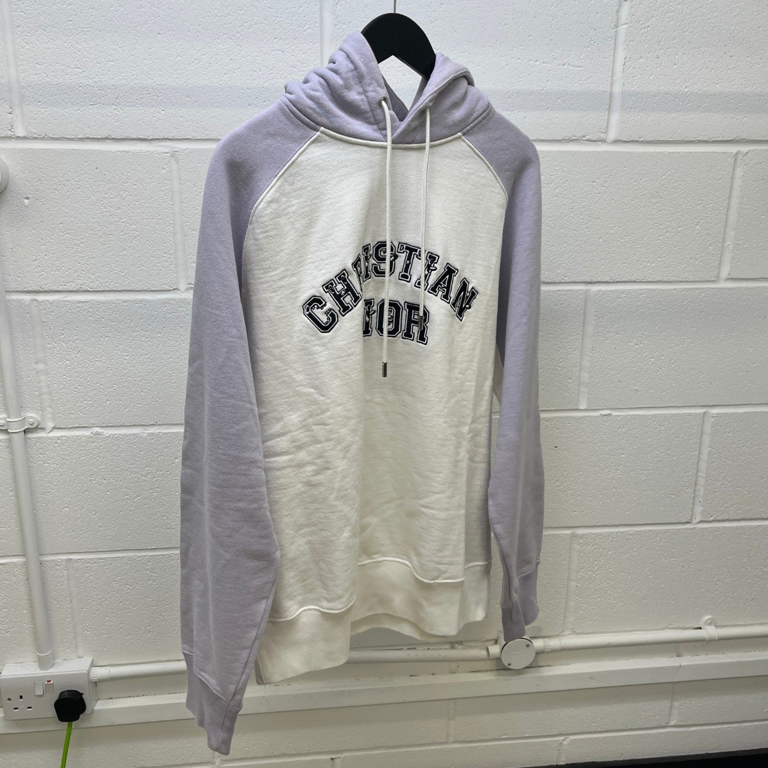 Men's X Kenny Scharf Logo Embroidered Varsity Hoodie White Size M - Photo 9