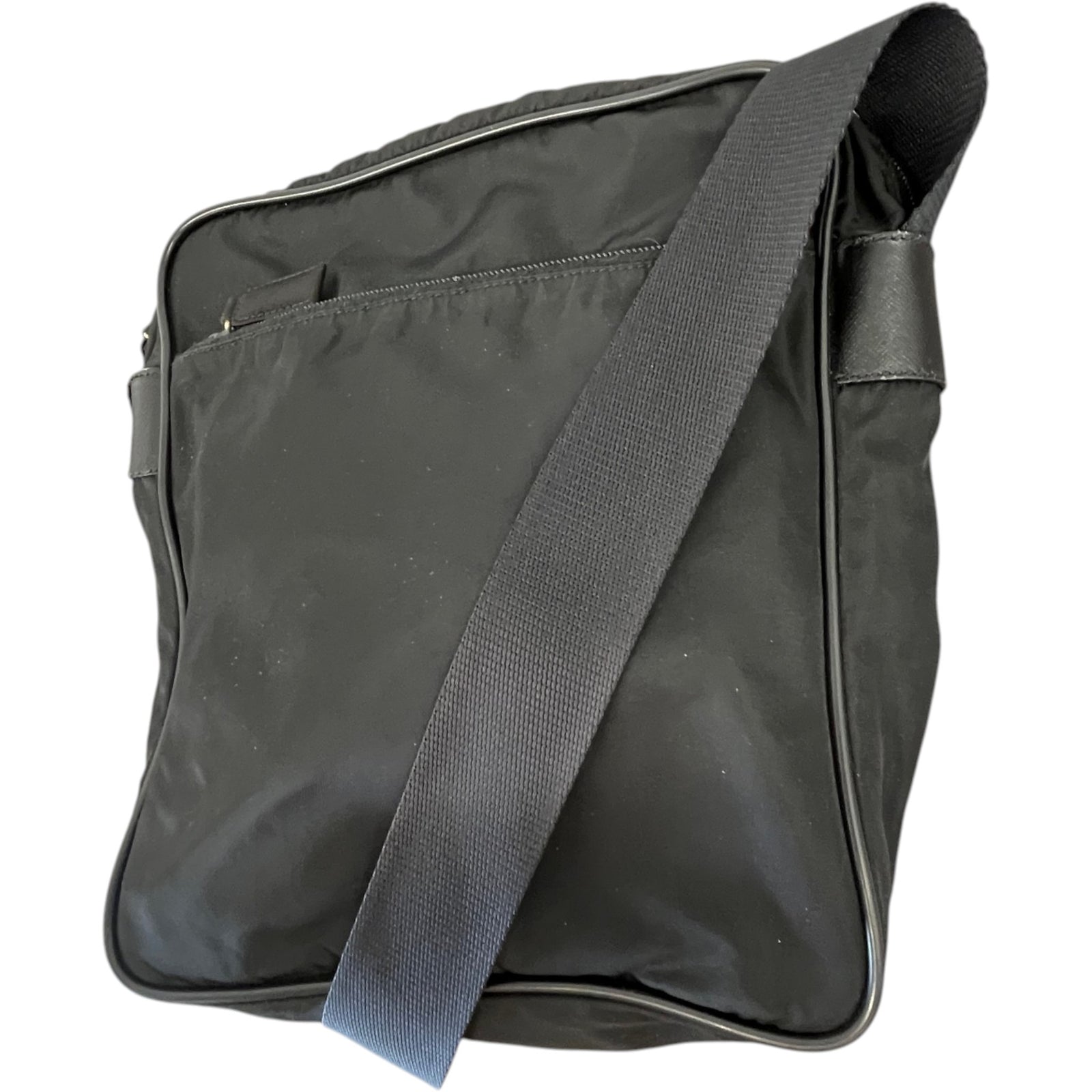 Men's Re-Nylon Plaque Logo Messenger Bag Black - Photo 4