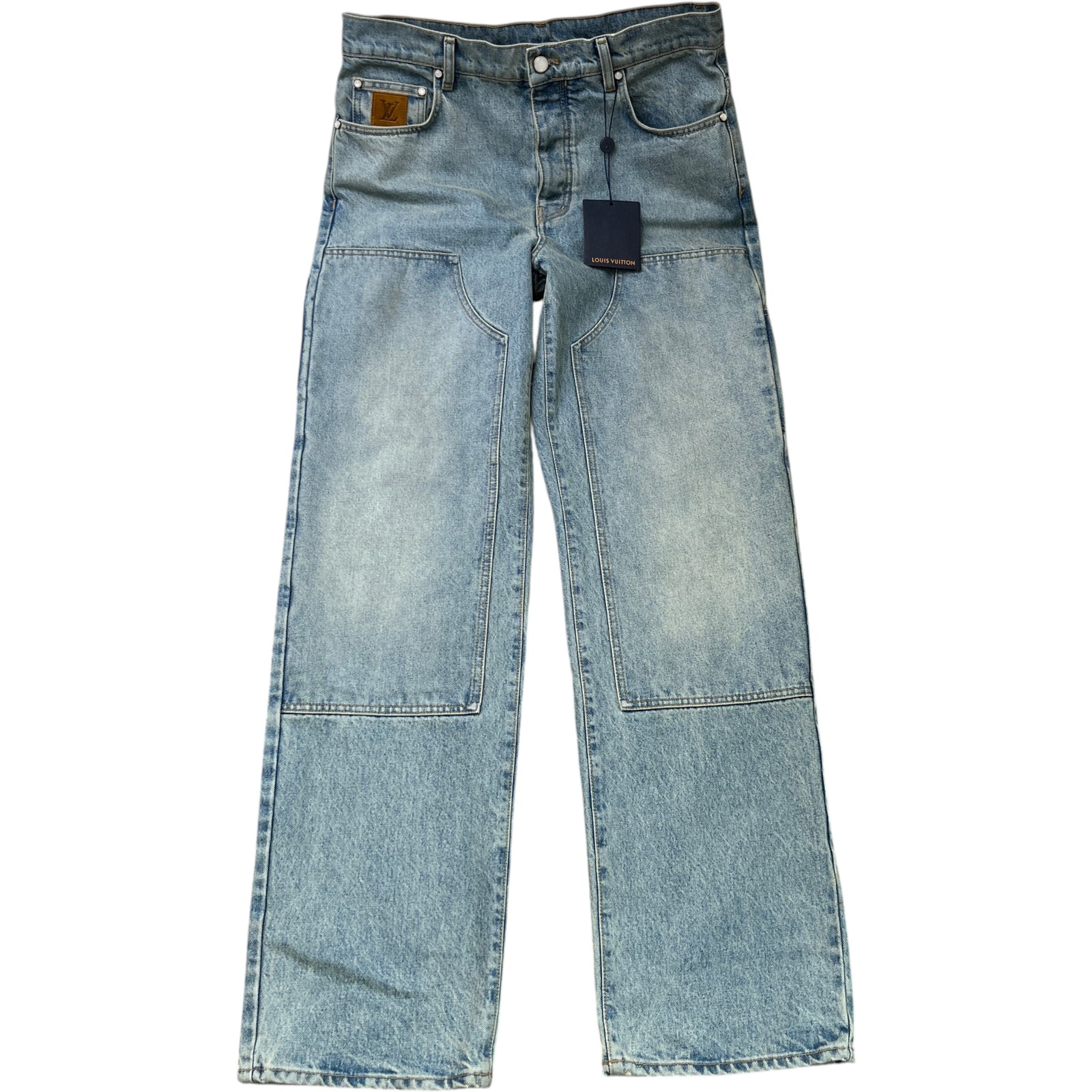 Men's Embroidered Lv Jeans Blue Size XS - Photo 1
