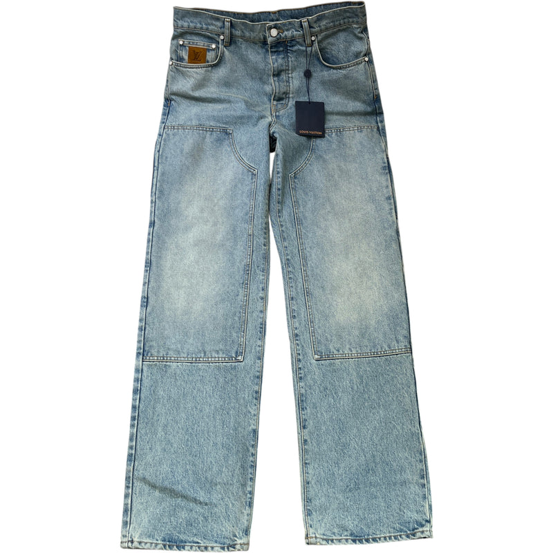 Men's Embroidered Lv Jeans Blue Size XS