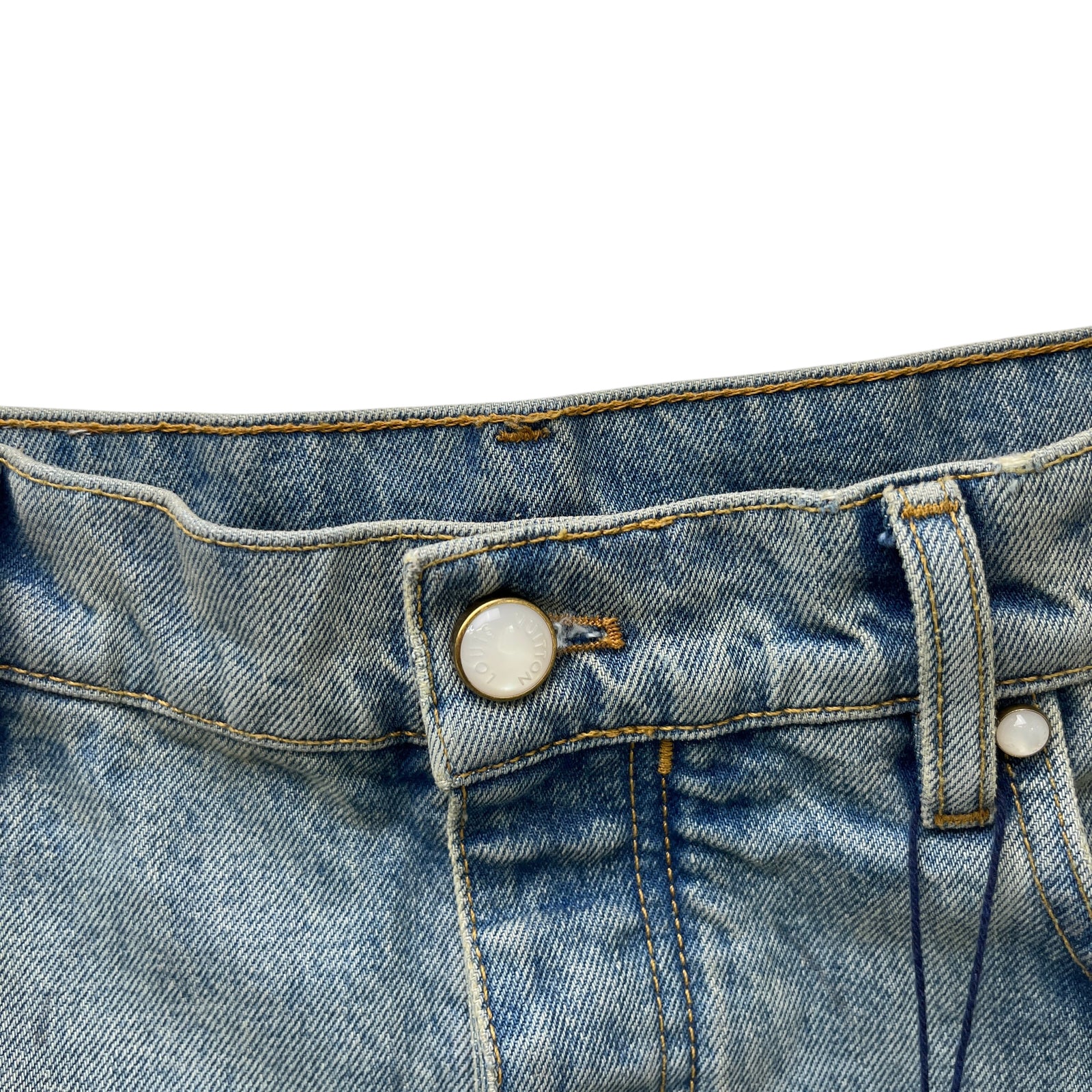 Men's Embroidered Lv Jeans Blue Size XS - Photo 7
