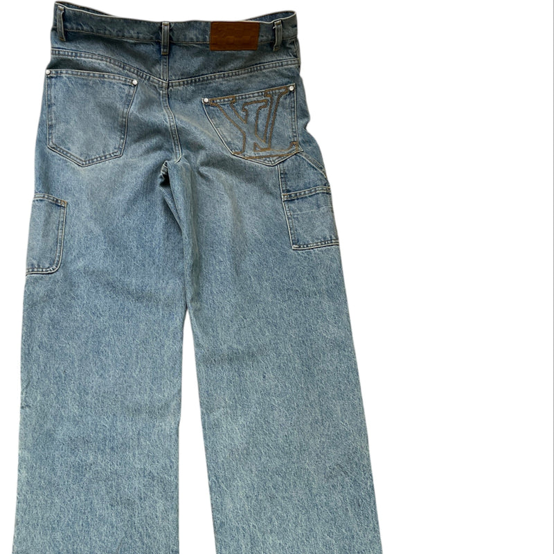 Men's Embroidered Lv Jeans Blue Size XS