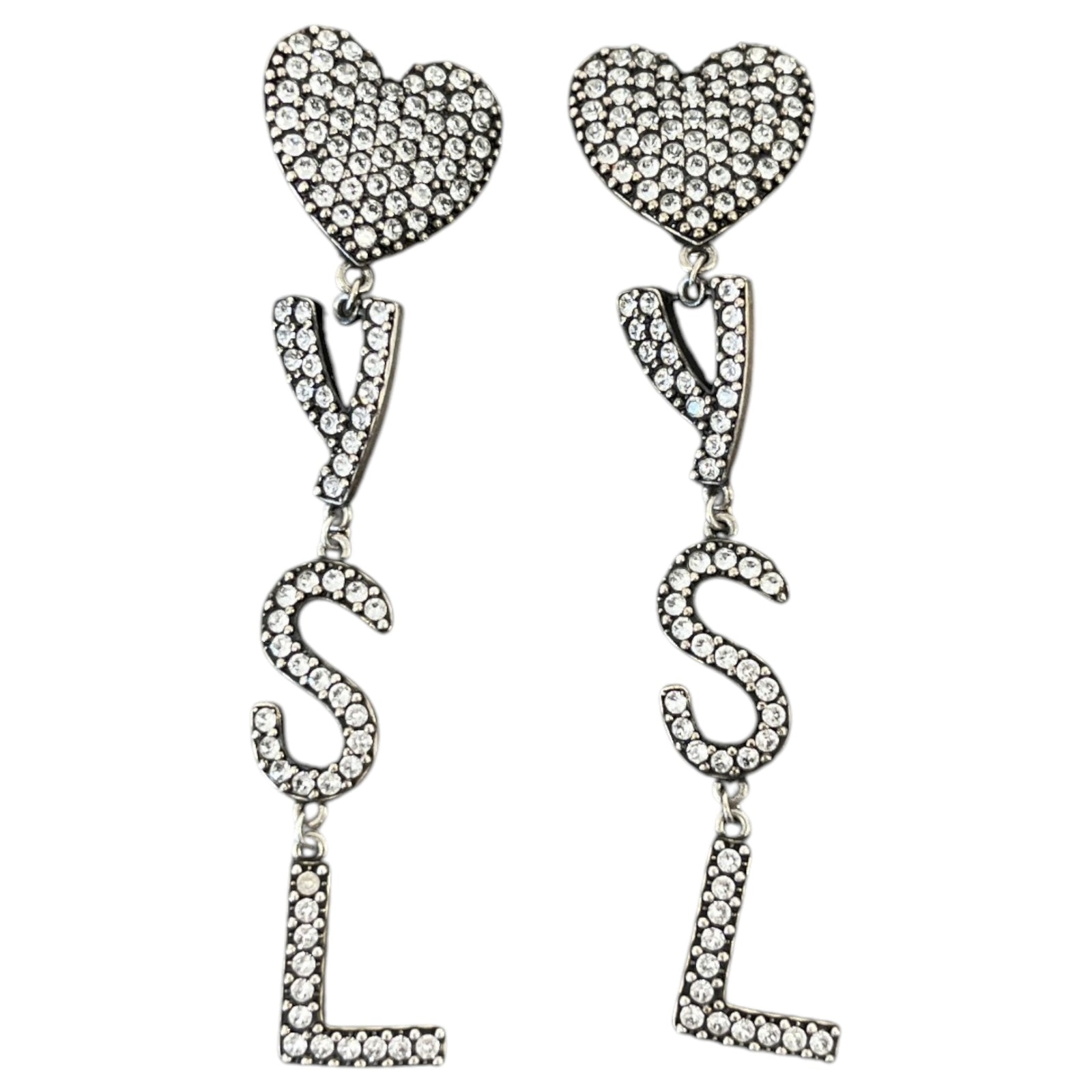Women's Crystal Opyum Heart Clip On Earrings Silver - Photo 1