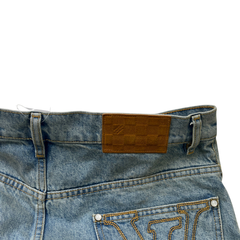 Men's Embroidered Lv Jeans Blue Size XS