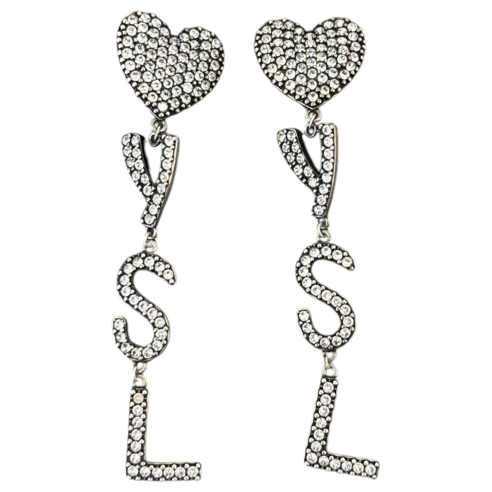 Women's Crystal Opyum Heart Clip On Earrings Silver - Photo 3