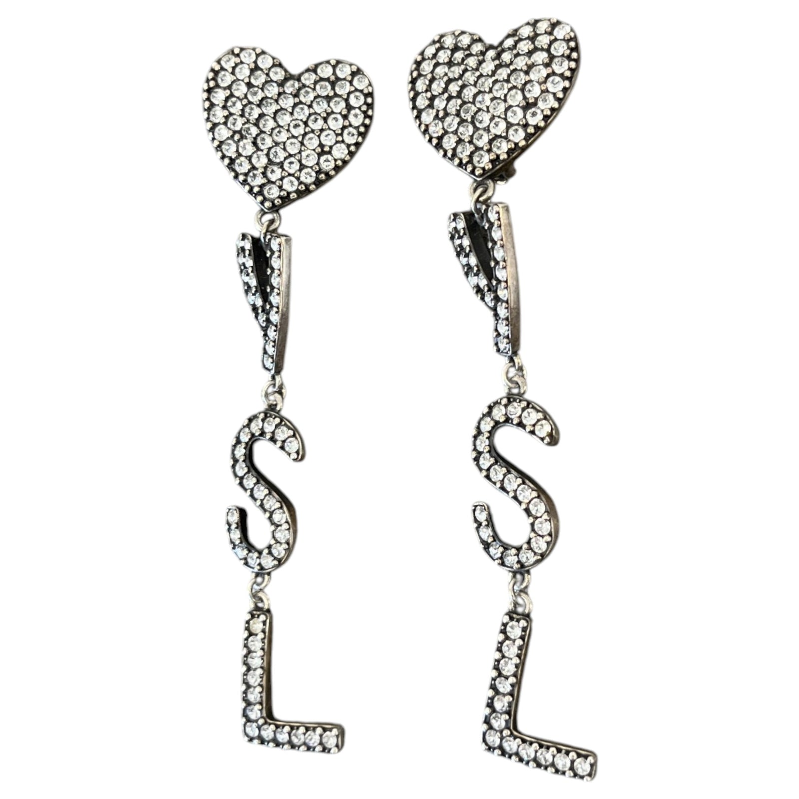Women's Crystal Opyum Heart Clip On Earrings Silver - Photo 4