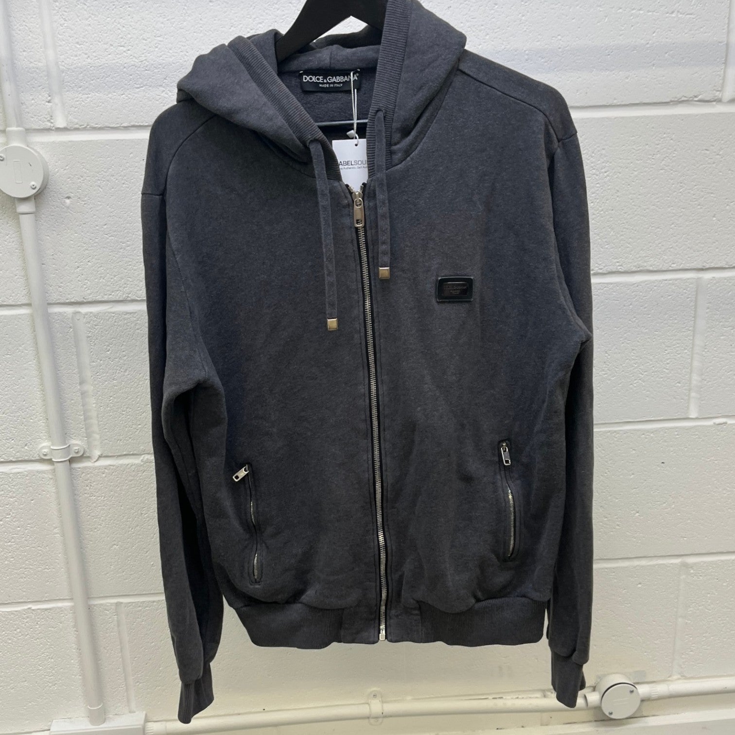Men's Plaque Logo Zip Up Hoodie Grey Size IT 50 / UK L - Photo 7