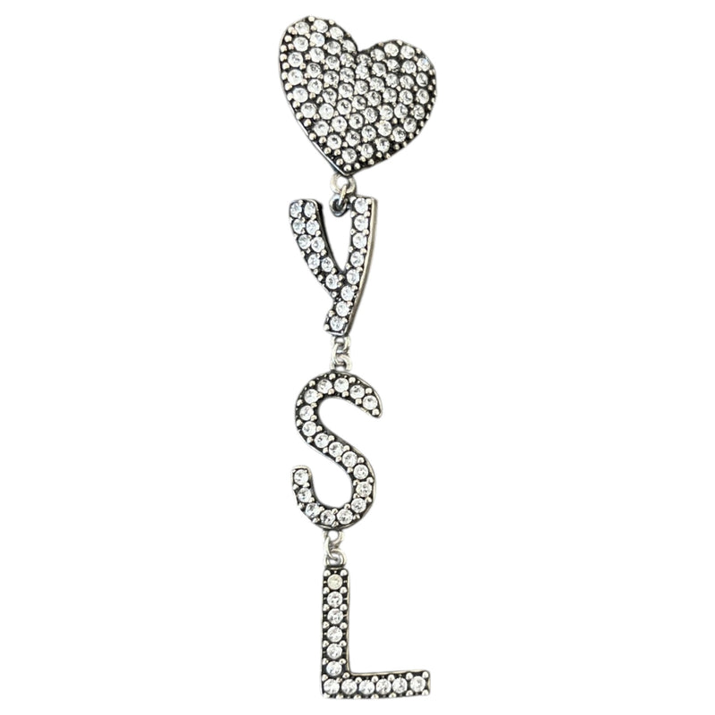 Women's Crystal Opyum Heart Clip On Earrings Silver