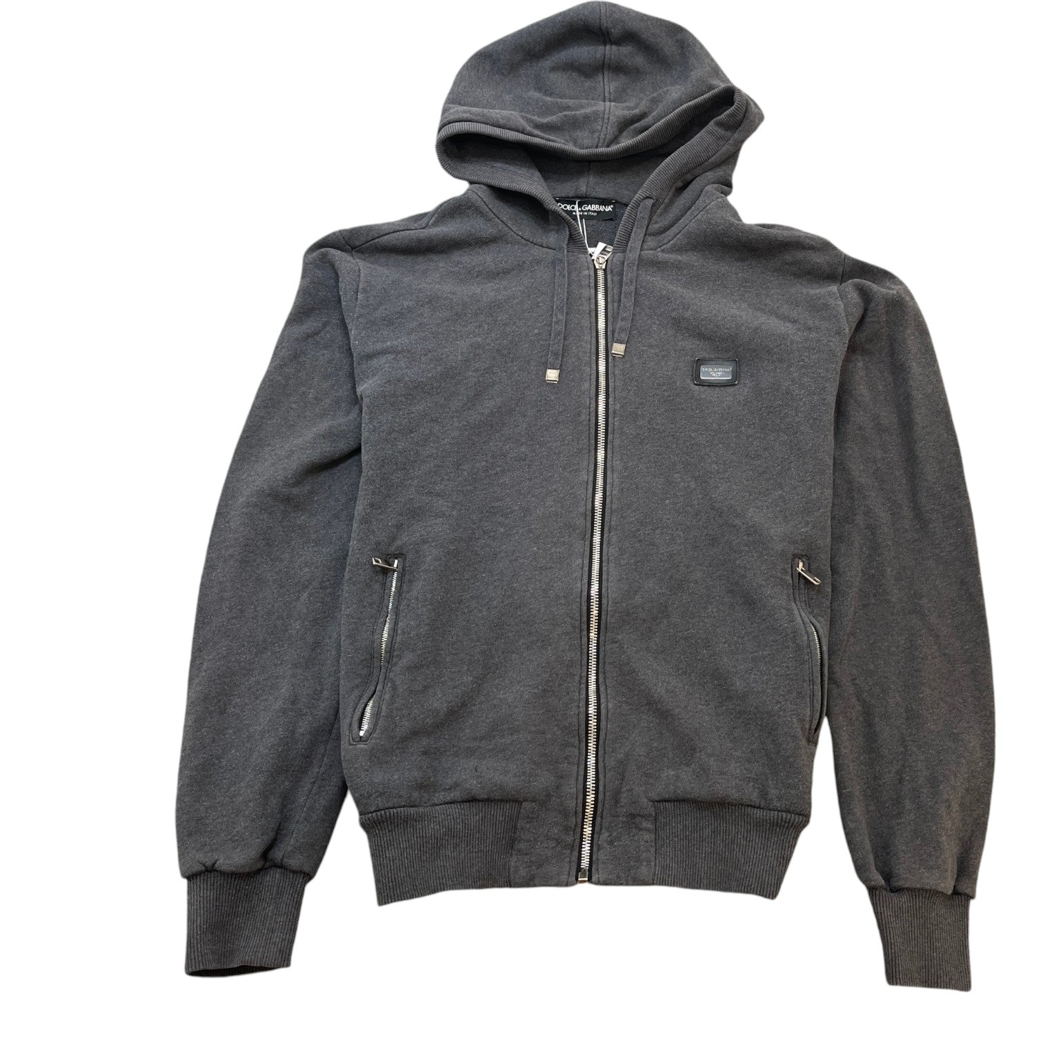 Men's Plaque Logo Zip Up Hoodie Grey Size IT 50 / UK L - Photo 1