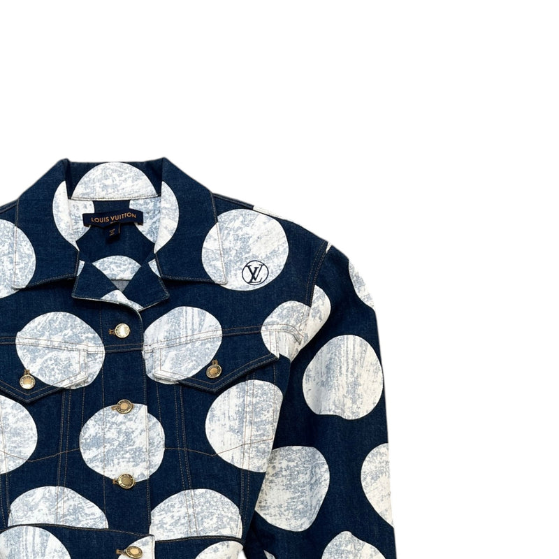 Women's Planet Polka Dot Denim Jacket Blue Size L / UK 12