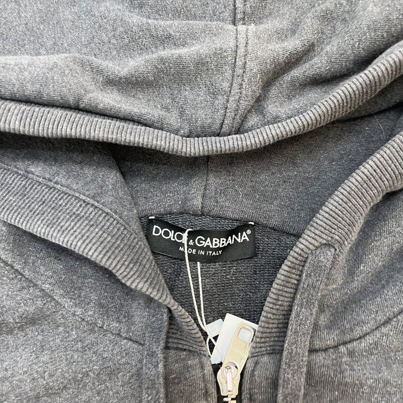Men's Plaque Logo Zip Up Hoodie Grey Size IT 50 / UK L