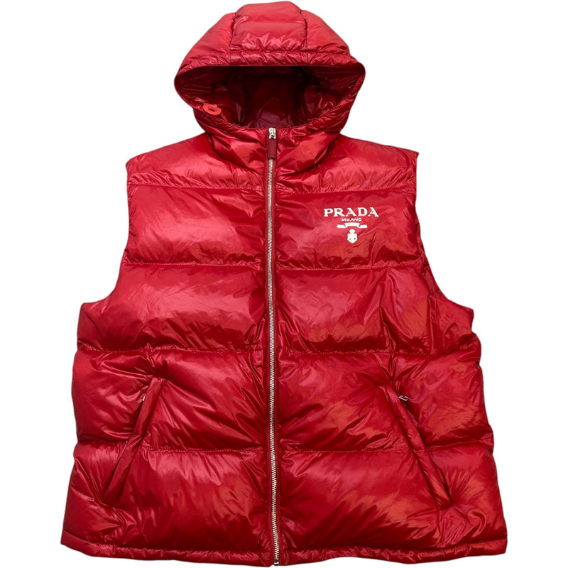 Men's Logo Print Gilet Red Size XL