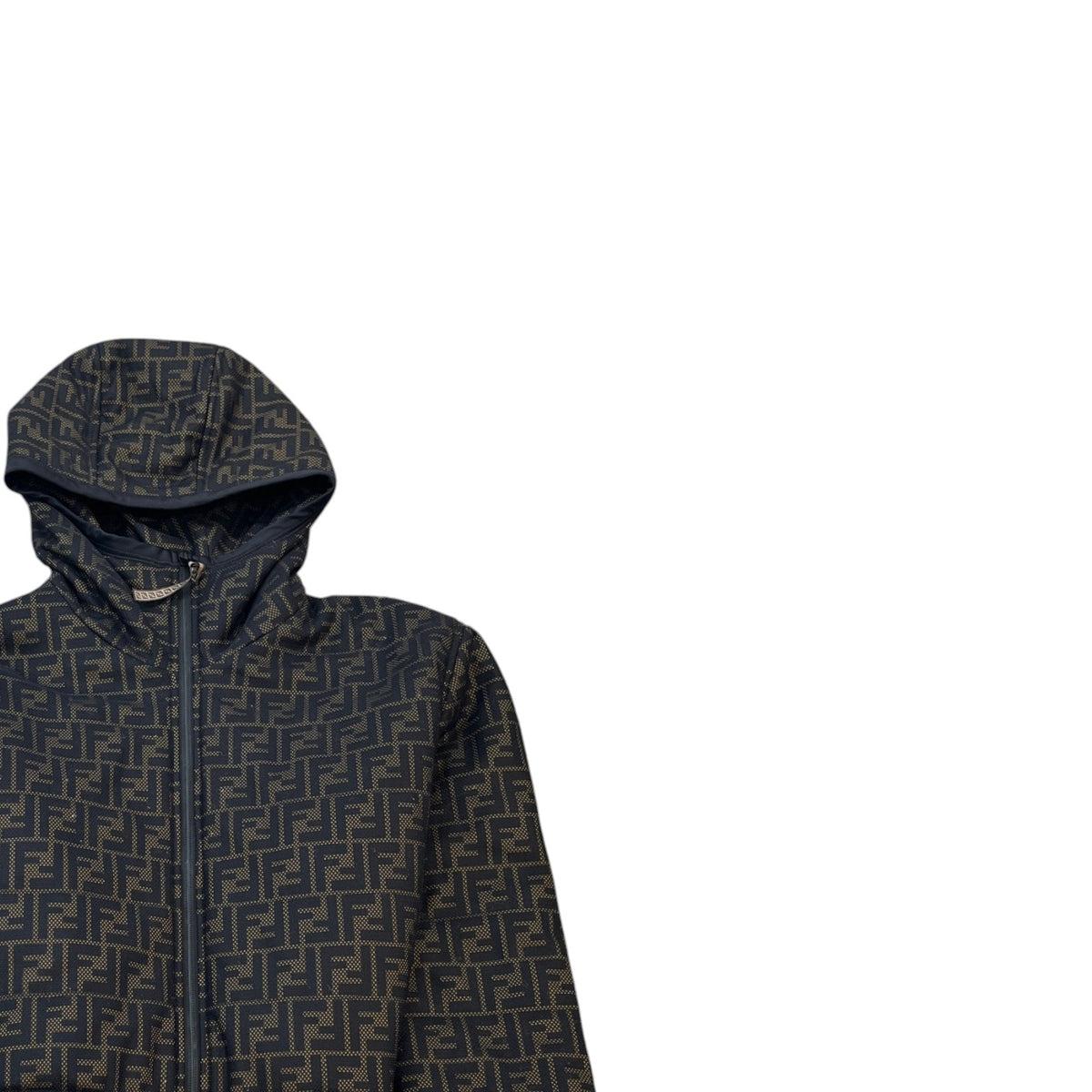 Women's FF Logo Cropped Down Jacket Brown Size L / UK 12 - Photo 3