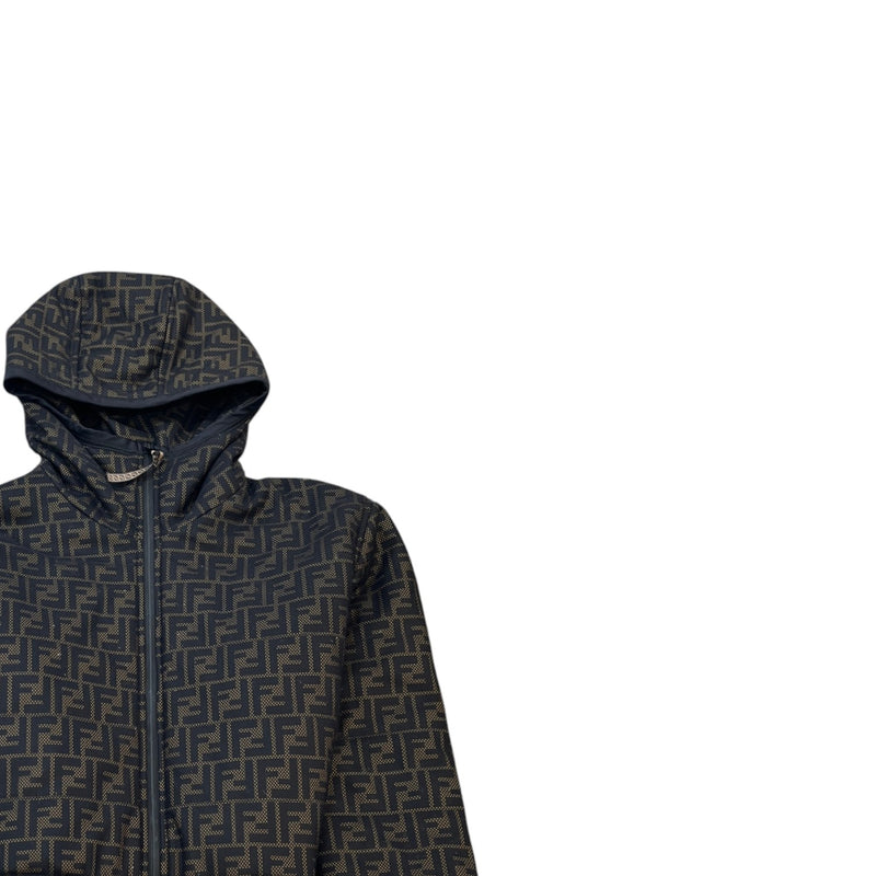 Women's FF Logo Cropped Down Jacket Brown Size L / UK 12