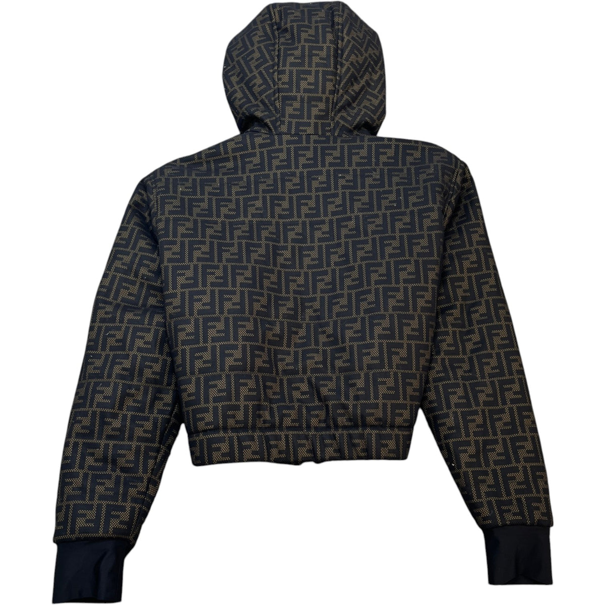 Women's FF Logo Cropped Down Jacket Brown Size L / UK 12 - Photo 2