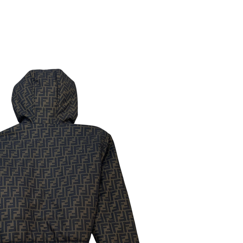 Women's FF Logo Cropped Down Jacket Brown Size L / UK 12