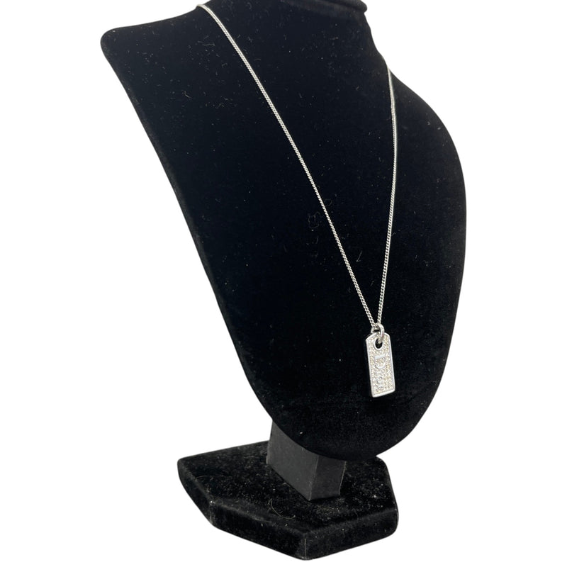 Women's Embellished Tag Necklace Silver