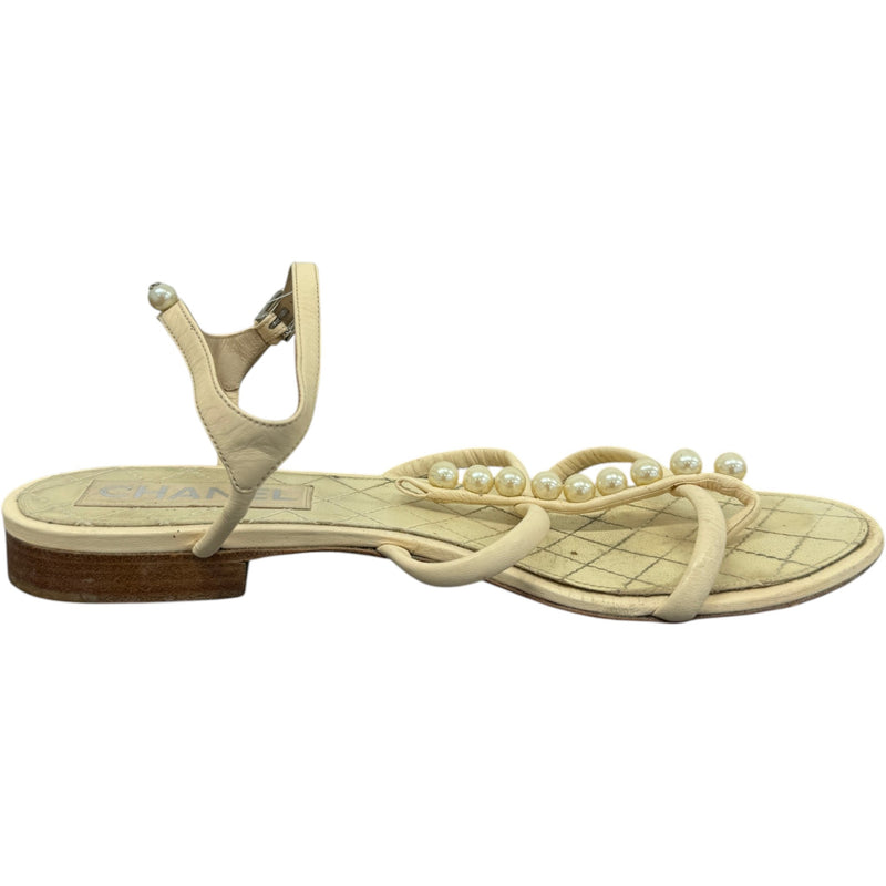 Women's Pearl Sandals Cream Size UK 6 / EU 39