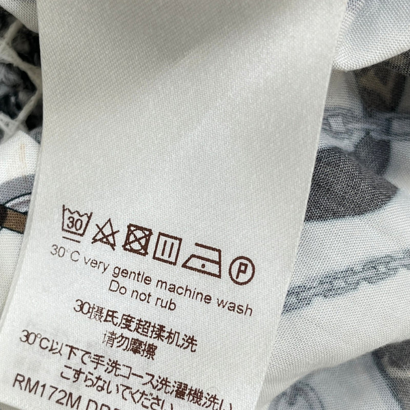 Men's Monogram Chain Belt Print Long Sleeve Shirt White Size S