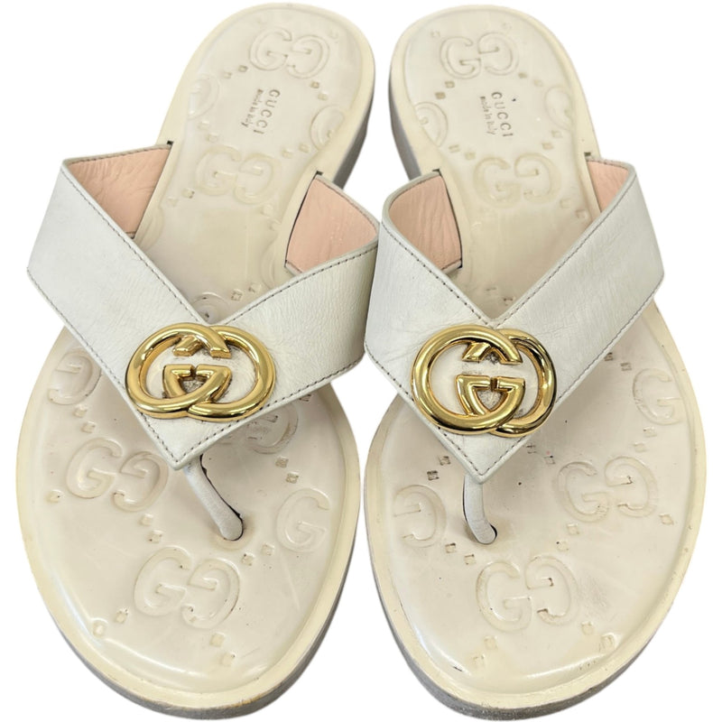 Women's Interlocking G Sandals Cream Size EU 37.5 / UK 4.5