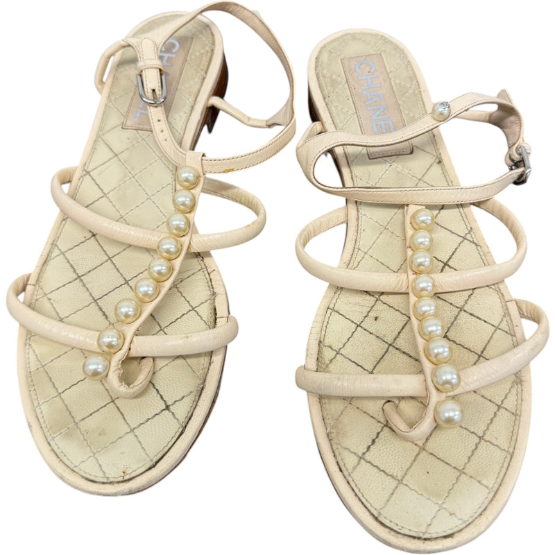 Women's Pearl Sandals Cream Size UK 6 / EU 39