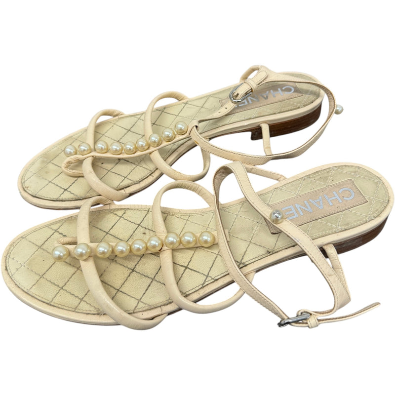 Women's Pearl Sandals Cream Size UK 6 / EU 39