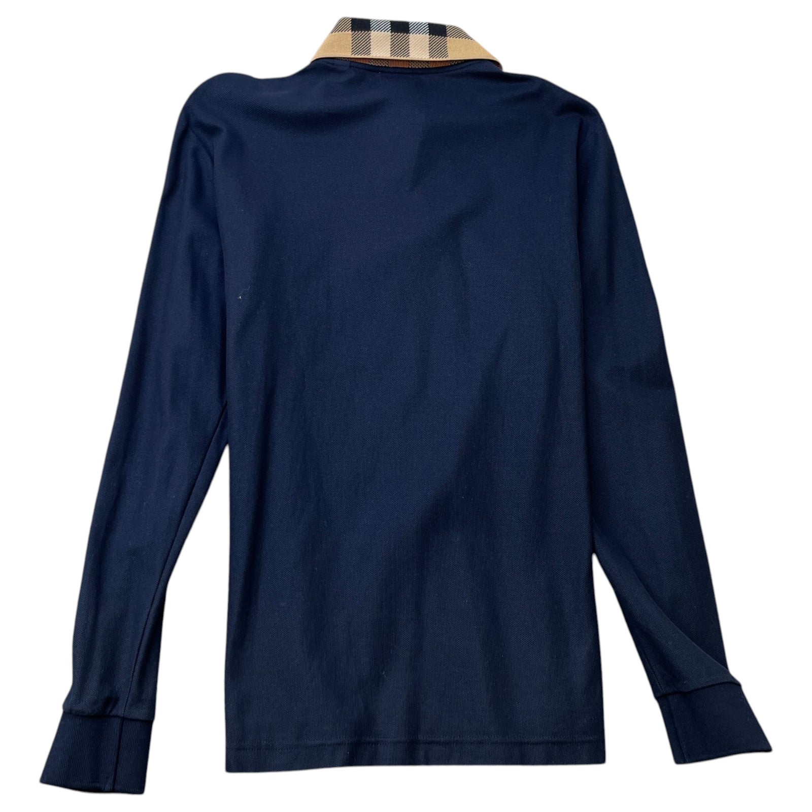 Men's Check Collar Polo Shirt Navy Size M - Photo 2