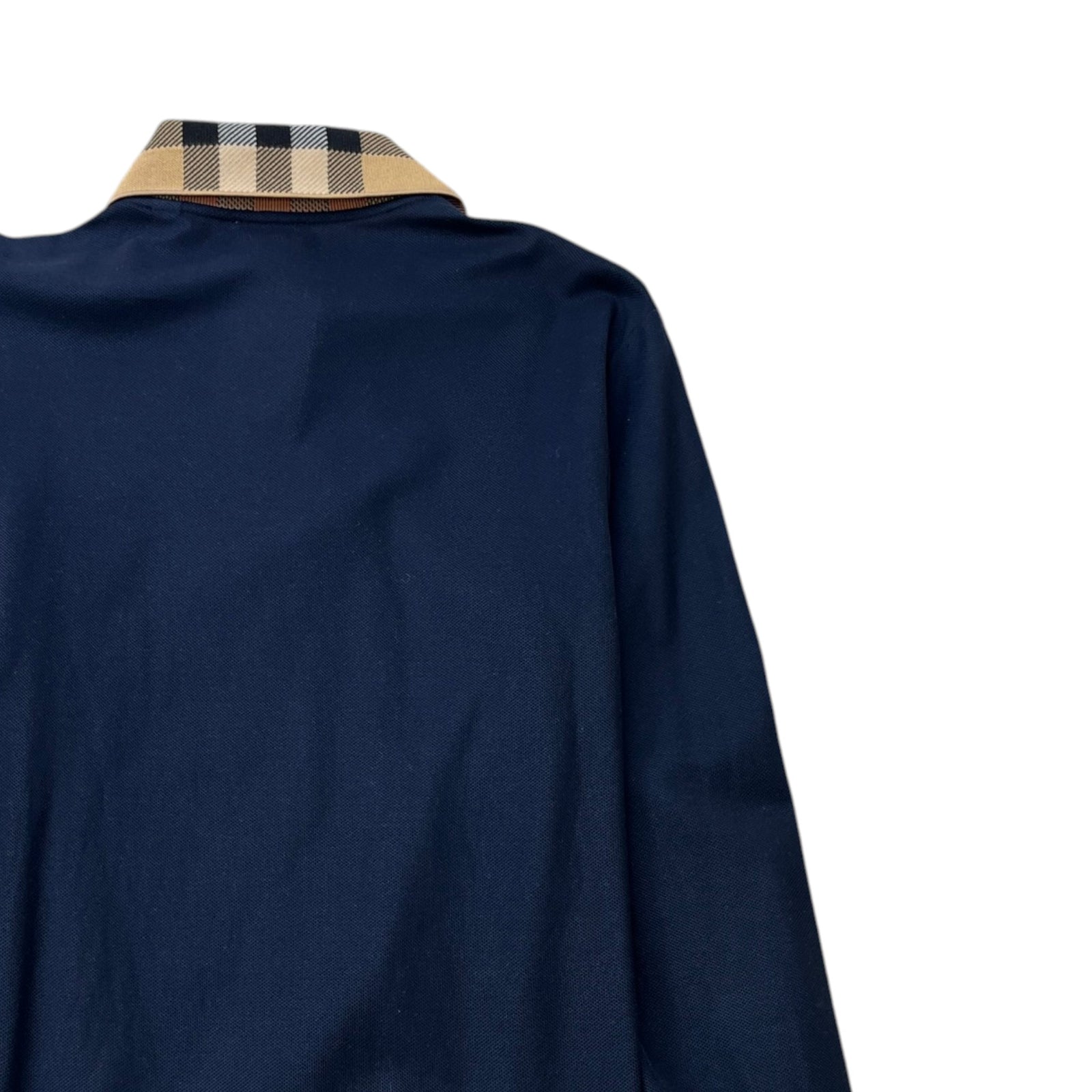 Men's Check Collar Polo Shirt Navy Size M - Photo 4